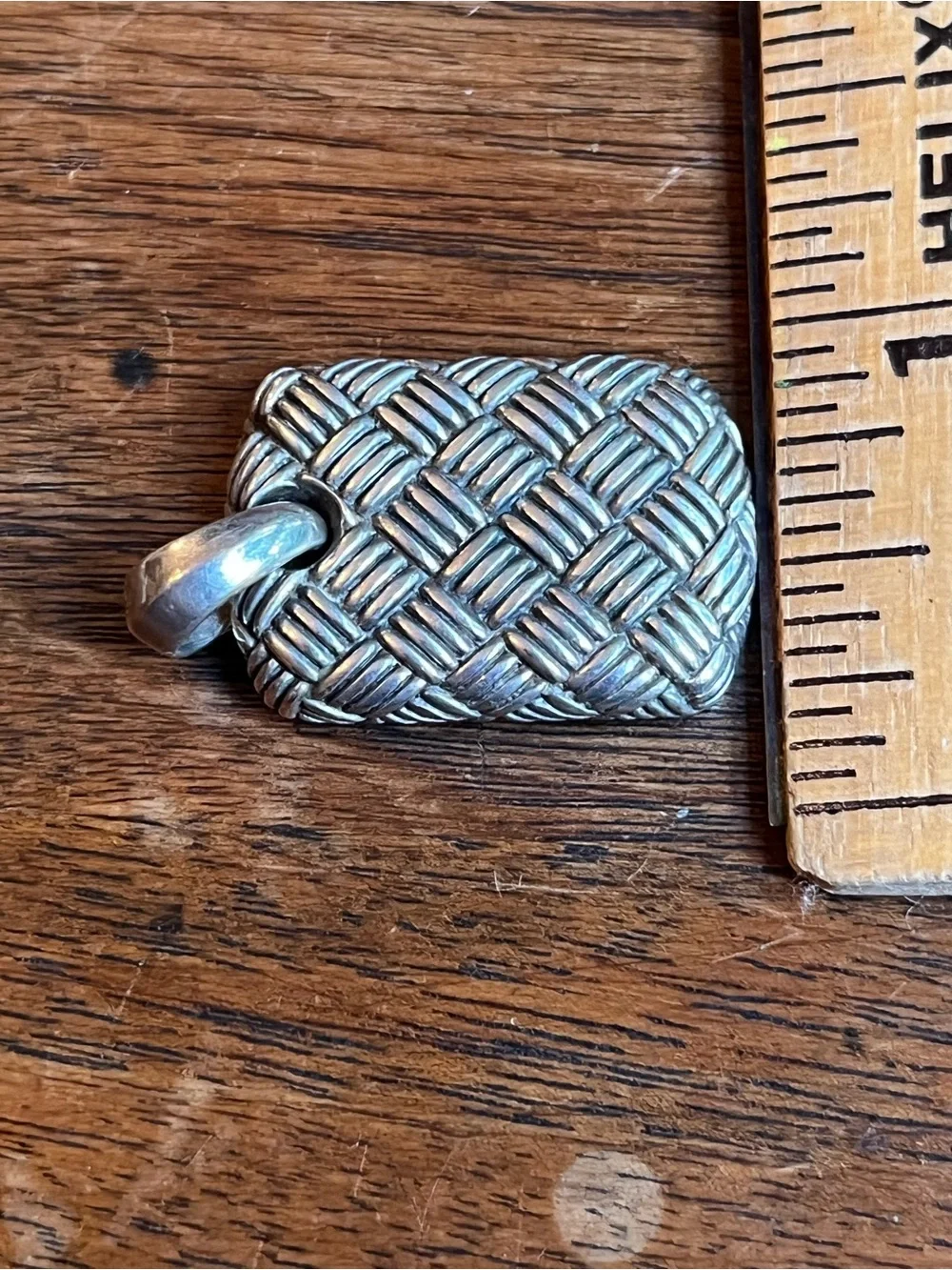 David Yurman Sterling Silver Woven Rectangle Pendant - Silver